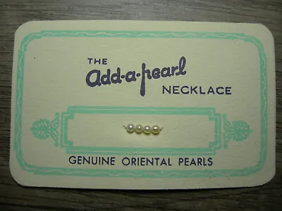 4 Natural Pearls On VINTAGE Add-a-Pearl Card UNCULTURED Add Saltwater 5A • $124.99