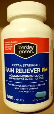$17.29 • Buy Berkley Jensen Ex Strength Non-Aspirin PM Tylenol Pain Relief 500 Caps EXP 9/24