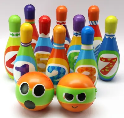 Kids Soft Bowling Pins Balls Toy Learn Numbers 10 Pins 7 X 2.5  2 Balls 4  • $19.99