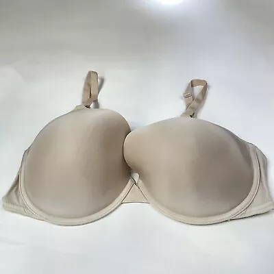 Victorias Secret 38DD Lined Perfect Coverage Bra Solid Beige Underwire #045 • $17.97