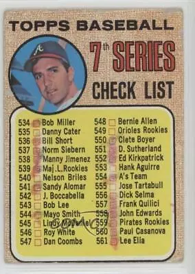 1968 Topps High # Checklist Clete Boyer 7th Series (539 Is Maj L Rookies) #518.2 • $1.69