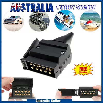 $14.15 • Buy 12 Pin Flat Trailer Socket Plug Set Connector Trailer Camper Adaptor Caravan SET