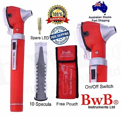 BWB Mini Otoscope Fiber Optic Red Medical Diagnostic Free Bulb Ce Mark New • $31.99