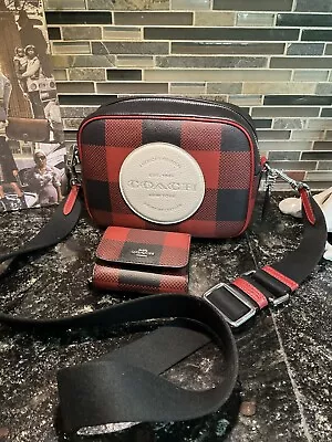 Coach Dempsey Camera Bag Buffalo Plaid Print Crossbody Purse& Wallet  C1550 • $229.99