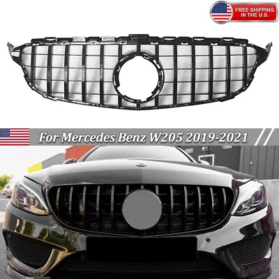 GT R AMG Style Grille For Mercedes Benz W205 C Class C200 C300 2019-2021 Black • $65.29