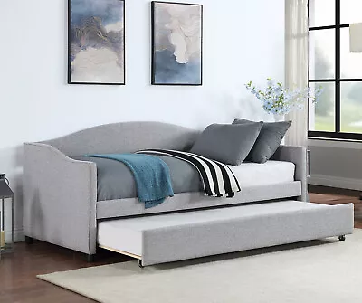 Twin Size Upholstered Daybed W/ Trundle Twin Size Platform Bed Frames Sofa Bed • $368