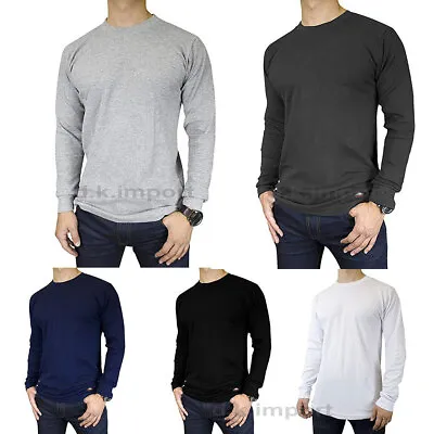 Mens Cotton THERMAL TOP Crew Neck Long Sleeve Shirts Underwear Waffle S-3XL • $14.50
