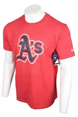 Oakland Athletics A's T Shirt Men's New Era Soft Short Sleeve Crew Red Heather • $13.59