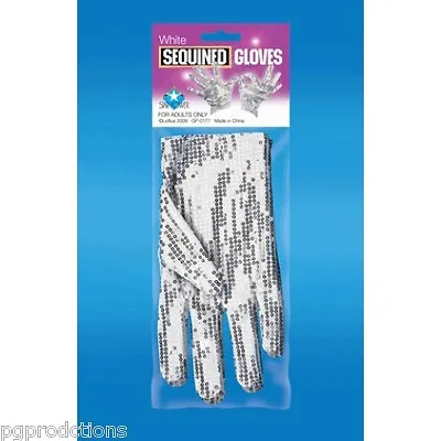 2 SILVER SEQUINED GLOVES MJ Michael Jackson Sequin Dance White Costume NEW Pair • $9.99