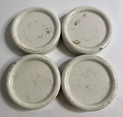 Set Of 4 Vintage White Milk Glass Sanifeet Technical Products Furniture Coasters • $29.99