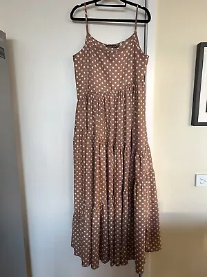 Mister Zimi Size 12 Willow Tiered Maxi Linen Blend Polka Dot Sundress • $70