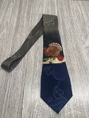 Renaissance Hand Made Mens Tie Vintage Tie Turkey Thanksgiving Theme Classic Wid • $13.99