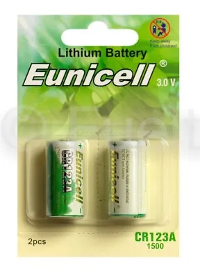 2 X CR123A Batteries 123 CR123 DL123A 3V Lithium Photo Camera Battery Eunicell • £3.99