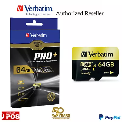 Verbatim 64gb Micro SD TF MLC Memory Card GO Pro+ 4k HD Class10 44034 • $39.75