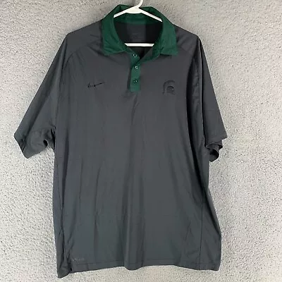 MIchigan State  Polo Mens XL Black NIke Golf Shirt Performance Stretch • $17.99