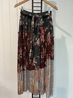 Zimmermann Concert Pleat Floral Print Midi Skirt Size 1 • $350