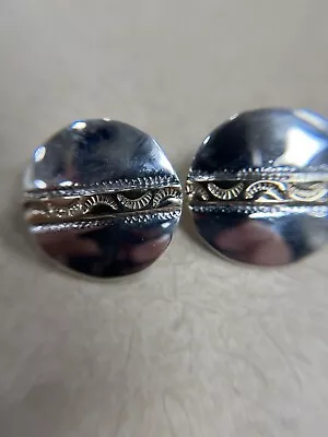 $85 • Buy V Hicks Navajo Sterling Silver & 14K Round Stud Earrings