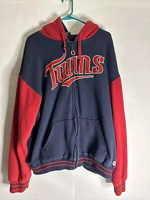 Minnesota Twins MLB Stitches Men's Full Zip Baseball Jacket Size XL Vintage Hood • $20