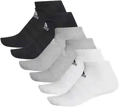 Adidas  Low-cut Socks Heel-to-toe Cushioning 6 Pairs Black/grey/white Dz9380 • $10.99