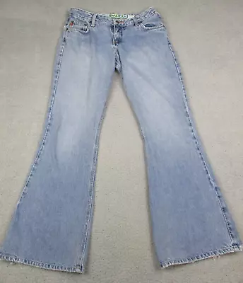 Vintage MUDD Jeans Junior Size 11 Mid Rise Flared Frayed Festival Light 90's Y2K • $49.99