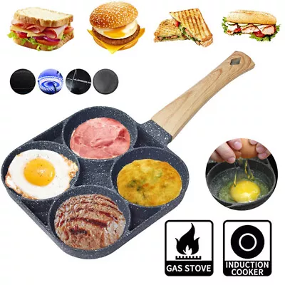 Egg Ham Frying Pan 4-section Burger Eggs Pancake Pan Pot Breakfast Pan Mold Uk • £10.40