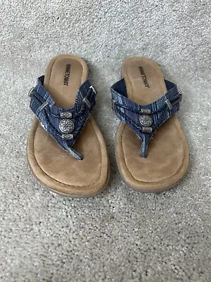 Minnetonka Women's Blue Silverthorne Thong Slip On Sandals Size 8M • $15