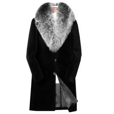 S-6XL Mens Parka Furry Thicken Warm Business Long Faux Mink Fur Coat Overcoats  • $71.84