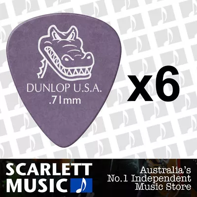 $5.45 • Buy 6 X Jim Dunlop Gator Grip 417R 0.71MM Gauge Guitar Picks *NEW* Plectrums Purple