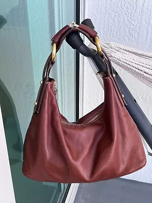 Authentic Gucci GG Monogram Brown Leather Horsebit Hobo Shoulder Bag Classic • $875