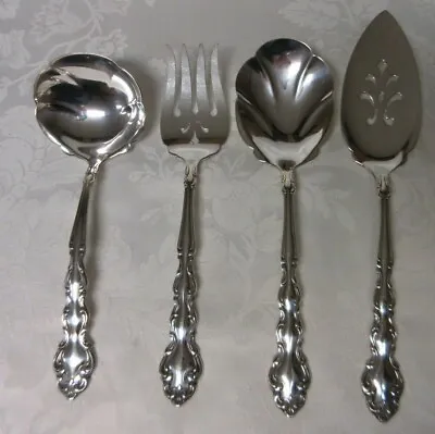 4 Oneida Community Silverplate MODERN BAROQUE Serving Piece Lot Spoons Fork • $35