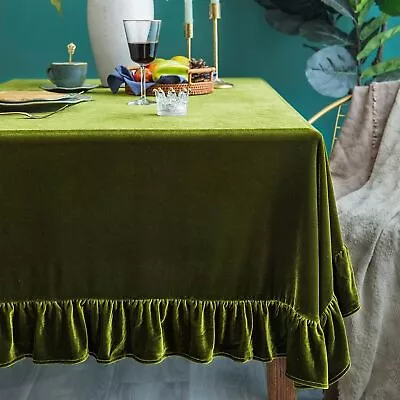 Velvet Tablecloth Luxurious Solid Rectangle Table Cloth Oblong Retro Farmhouse R • $54.92