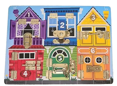 Melissa & Doug Wooden Activity Puzzle Toy 6 LATCHES BOARD #3785 - Ages 3+ EUC • $22.50