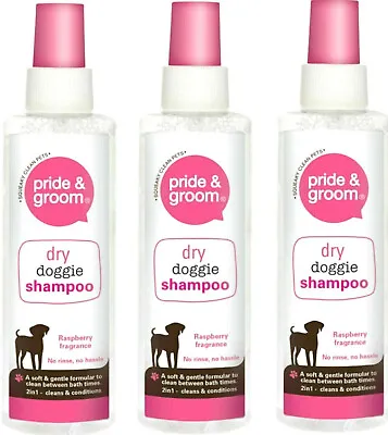 £7.59 • Buy 3 X Dry Doggie Shampoo Pride & Groom Raspberry Scented Dog Clean Condition
