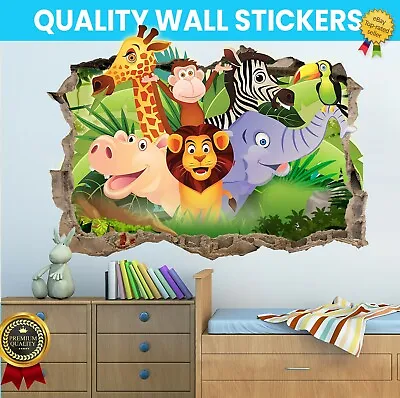 £3.99 • Buy Jungle Safari Animal Hole In Wall Sticker Art Decal Decor Kid Bedroom Decoration