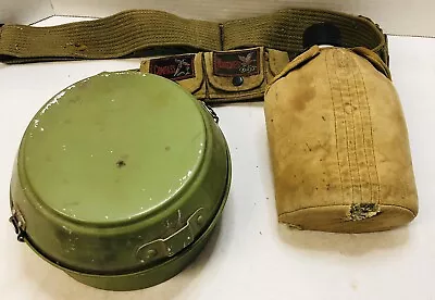 Vintage Scout Child’s 3 Person Mess Kit W/ Web Belt & Canteen All Made In Japan • $30