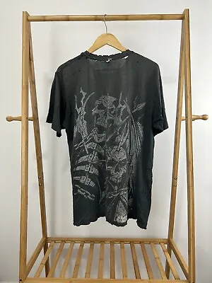 Chaos Clothing Metal Band Skull Skeleton Faded Distressed Thin T-Shirt L • $26.95