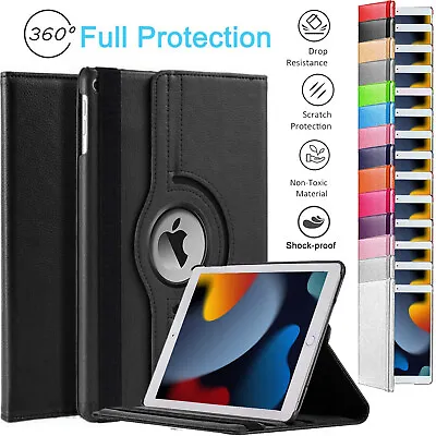 PU Leather 360 Rotating Magnetic Stand Case Cover For Apple IPad 5th To 10th Gen • £5.69