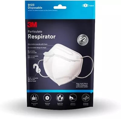 3M P2 Particulate Vertical Flat Fold Disposable Respirator Face Mask 5 Pack NEW • $19.99