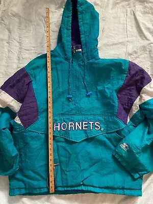 $300 • Buy Vintage 1990s Starter Jacket Pullover, Charlotte Hornets, Sz XL