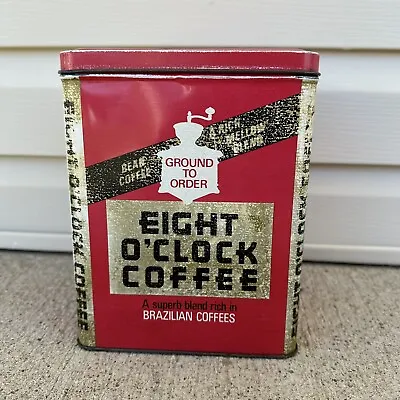 Eight O'Clock Brazilian Coffee Tin With Lid Approximately 6x6x8 Vintage Retro • $9.99
