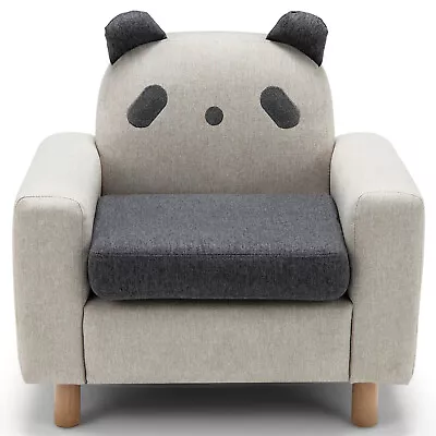 Kids Panda Sofa Wooden Armrest Chair Couch W/ Thick Cushion Beech Legs Gift • $97.98