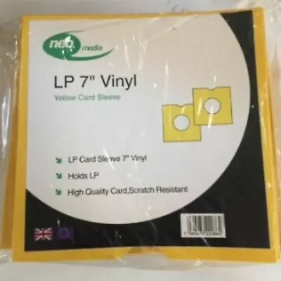 100 X 7'' Vinyl Yellow Single Sleeves Holds LP Record Cover Album Cards Sleeves • £21.95