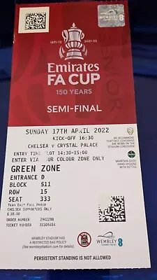 Genuine Emirates FA Cup Semi Final Ticket Stub. 2022 • £9