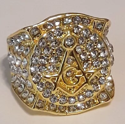 Masonic Gold Ring Size 9 Freemason Square Compass Master Mason Past Master • $6.99