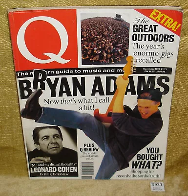 Vintage Q Magazine - Issue 62 - November 1991 - Bryan Adams Leonard Cohen Cover • £6.99