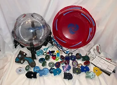 Huge 59pcs Lot Beyblade Fury Destroyer Dome Vortex Stadium Launchers Cords  • $271.67