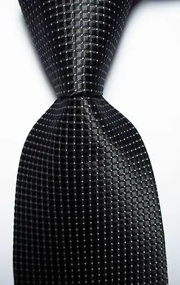 New Classic Checks Black White JACQUARD WOVEN 100% Silk Men's Tie Necktie • $7.99