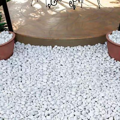 White Garden Stones Marble Decorative Cobbles Greek Aggregate 40-80mm -10Kg Mix • £23.99