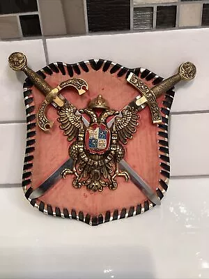 Antique Coat Of Arms Eagles And Swords Wall Plaque Spain Handmade • $19.99
