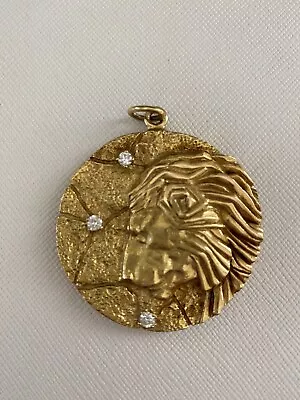 Tiffany 18k Gold Leo Zodiac Pendant With 3 Diamonds • $1.54